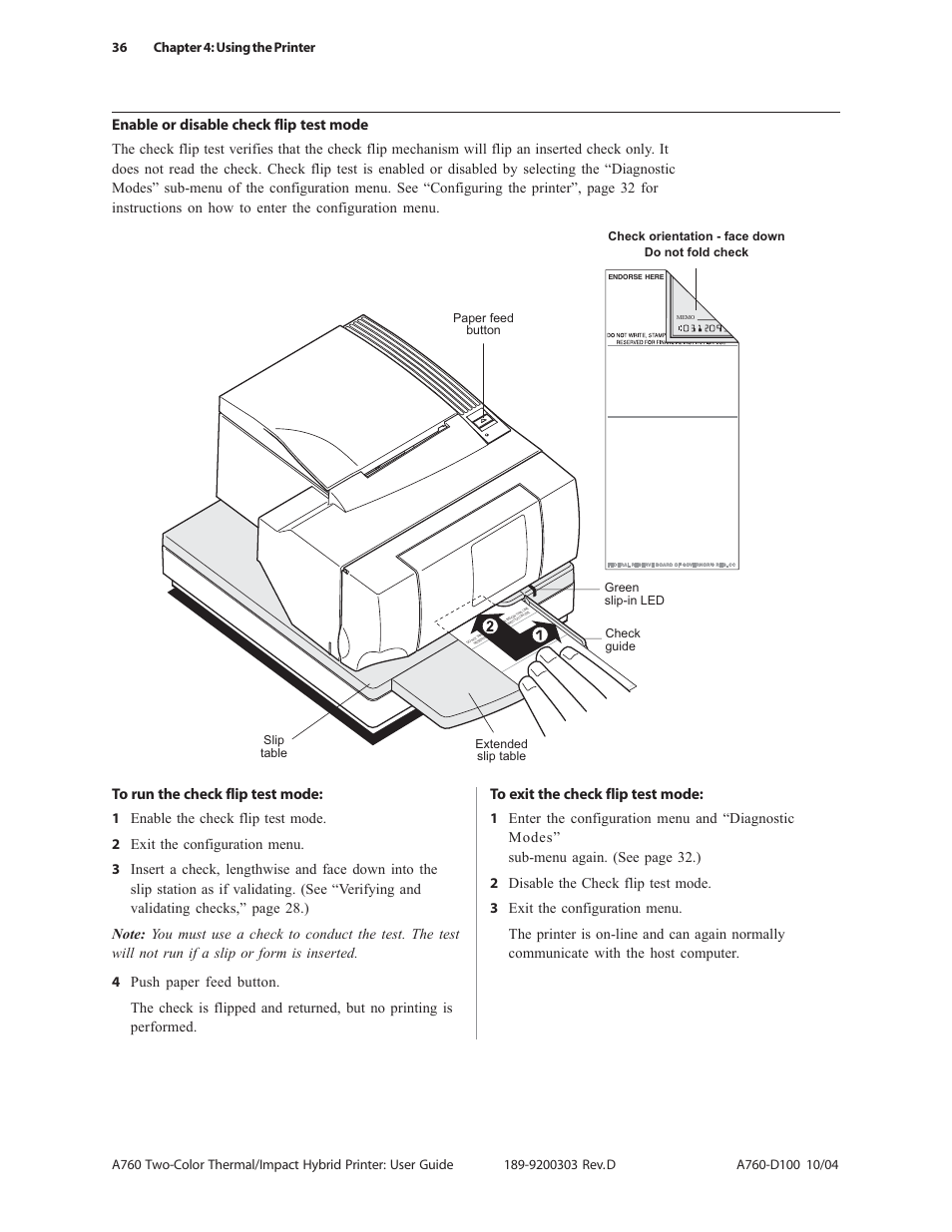 Enable or disable check flip test mode | CognitiveTPG A760 User Manual | Page 36 / 64