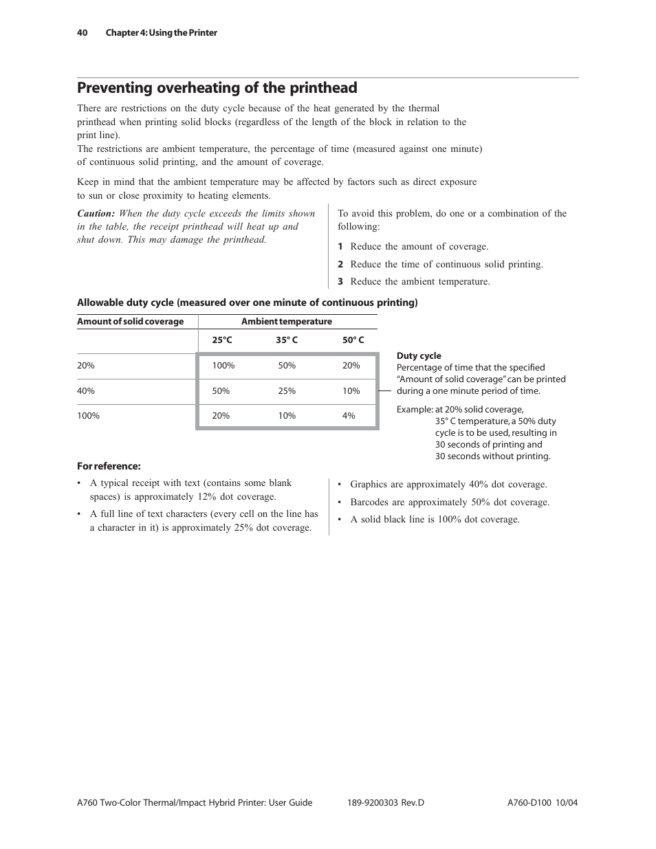 Preventing overheating of the printhead | CognitiveTPG A760 User Manual | Page 40 / 64