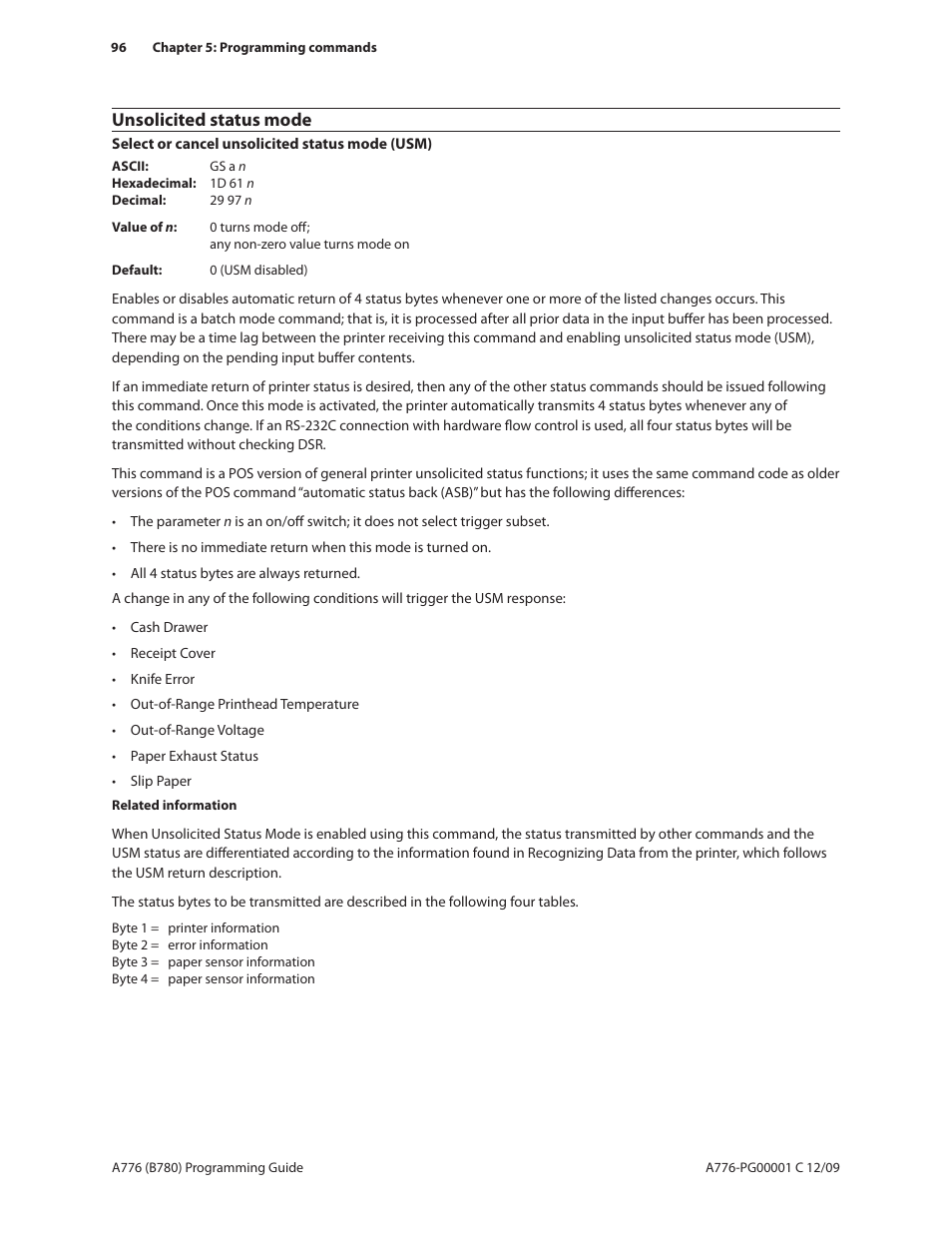 Unsolicited status mode | CognitiveTPG B780 User Manual | Page 108 / 192