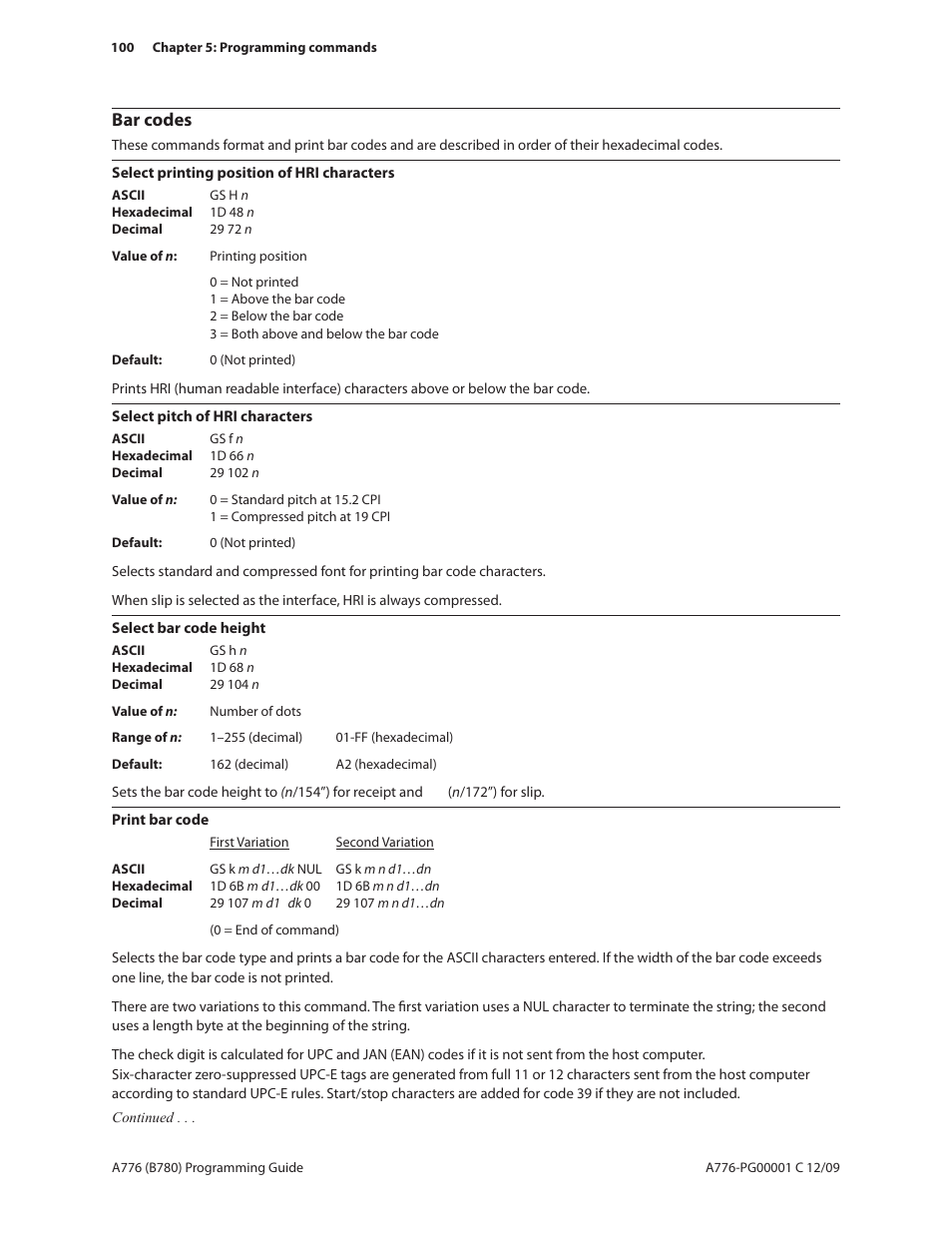 Bar codes | CognitiveTPG B780 User Manual | Page 112 / 192