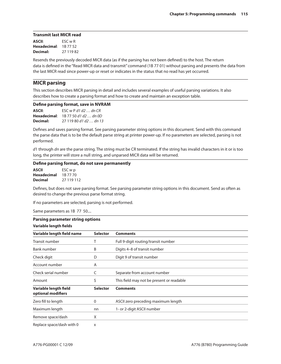Micr parsing | CognitiveTPG B780 User Manual | Page 127 / 192
