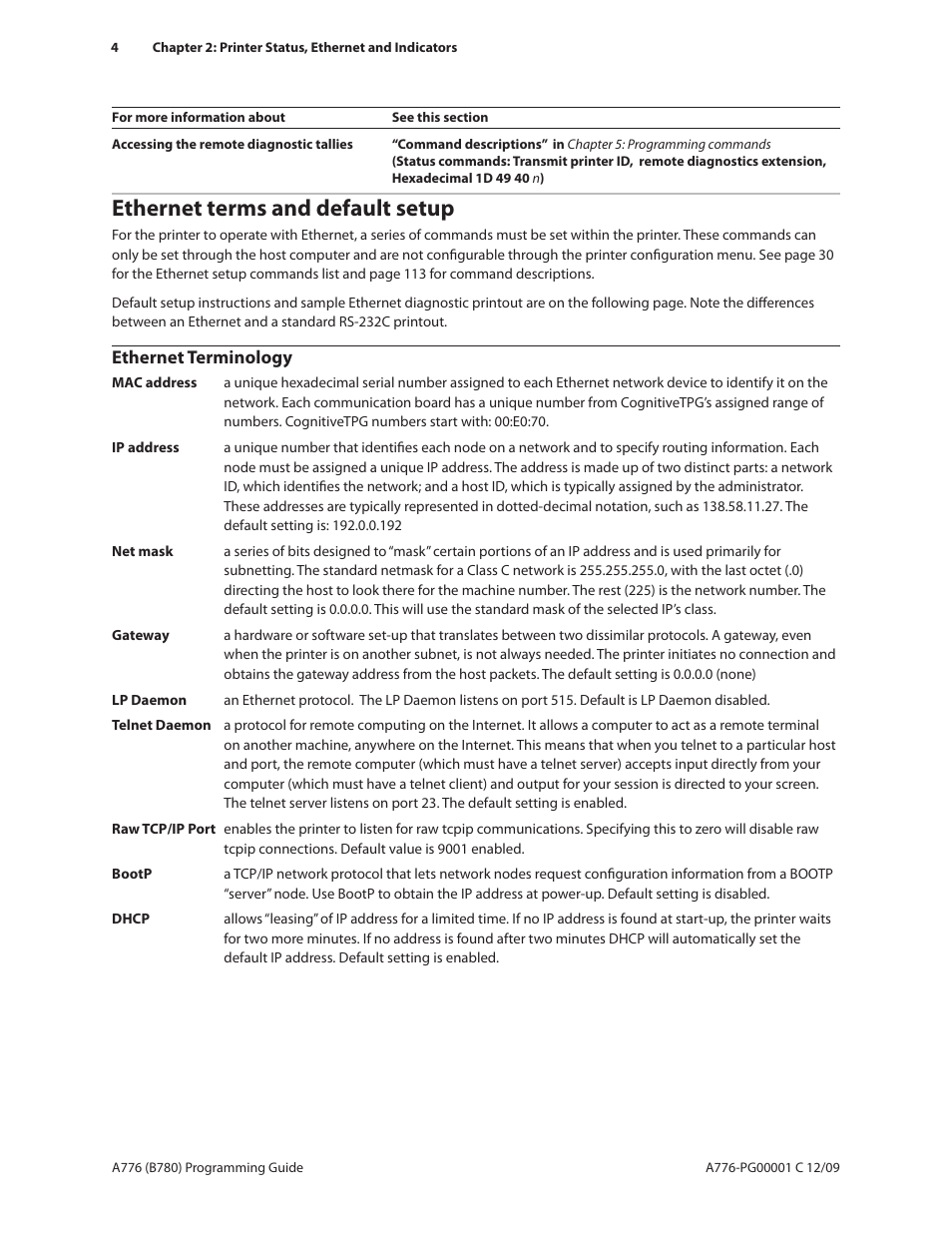 Ethernet terms and default setup, Ethernet terminology | CognitiveTPG B780 User Manual | Page 16 / 192