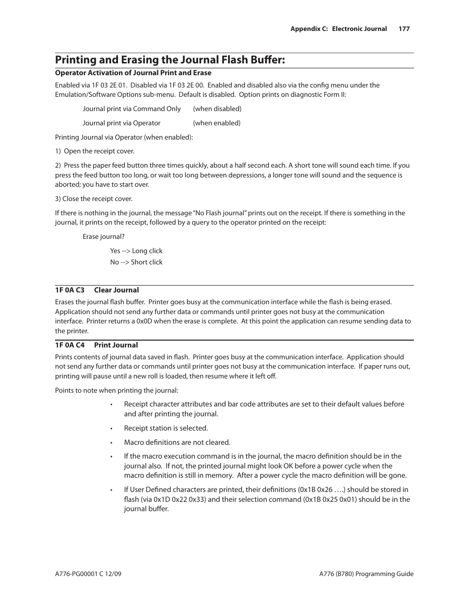Printing and erasing the journal flash buffer | CognitiveTPG B780 User Manual | Page 189 / 192