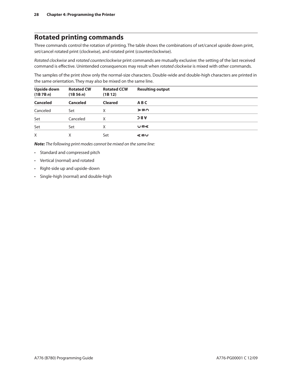 Rotated printing commands | CognitiveTPG B780 User Manual | Page 40 / 192