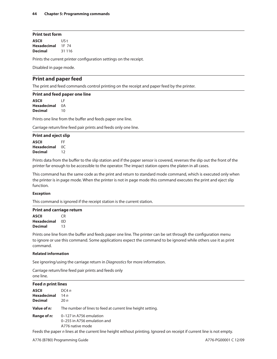 Print and paper feed | CognitiveTPG B780 User Manual | Page 56 / 192