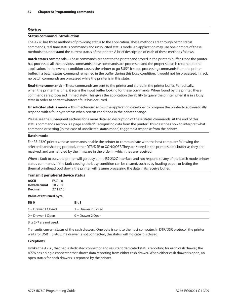 Status | CognitiveTPG B780 User Manual | Page 94 / 192