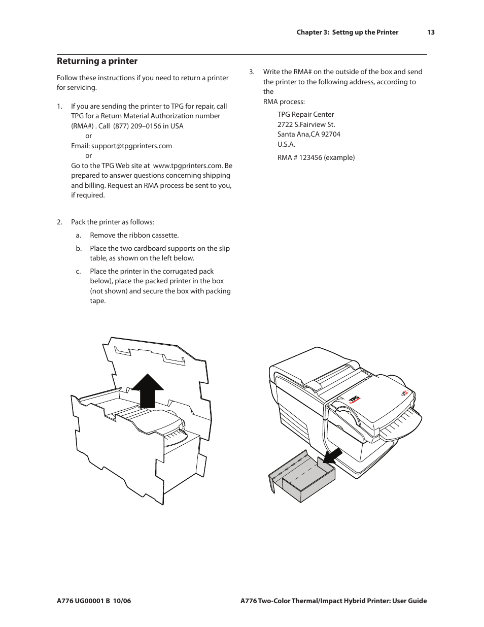 Returning a printer | CognitiveTPG A776 User Manual | Page 18 / 52