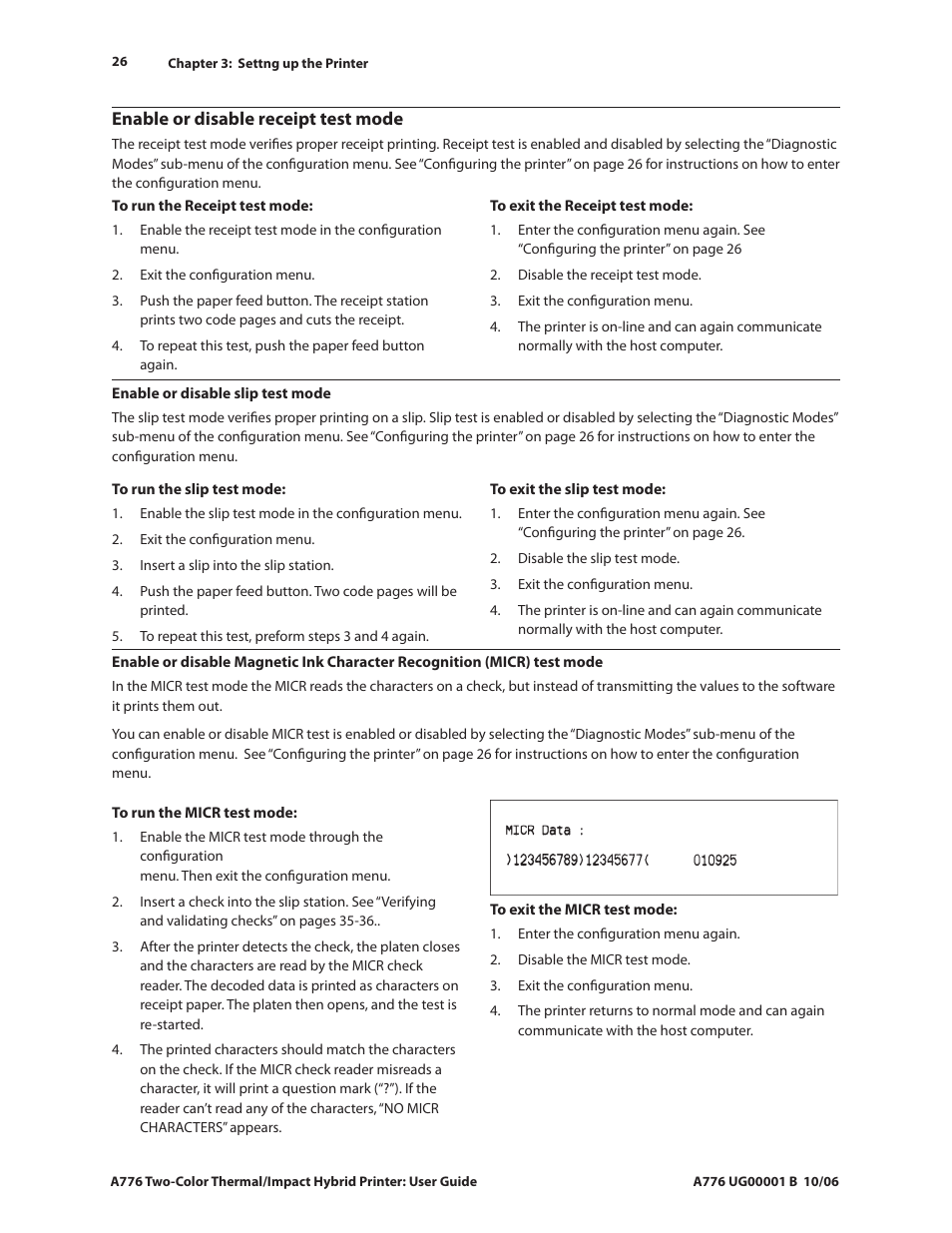 Enable or disable receipt test mode | CognitiveTPG A776 User Manual | Page 31 / 52