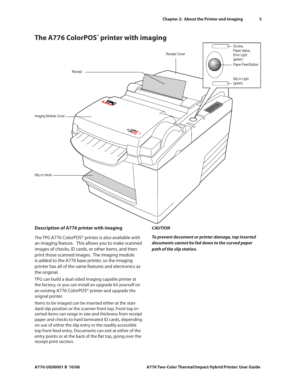 The a776 colorpos, Printer with imaging | CognitiveTPG A776 User Manual | Page 8 / 52