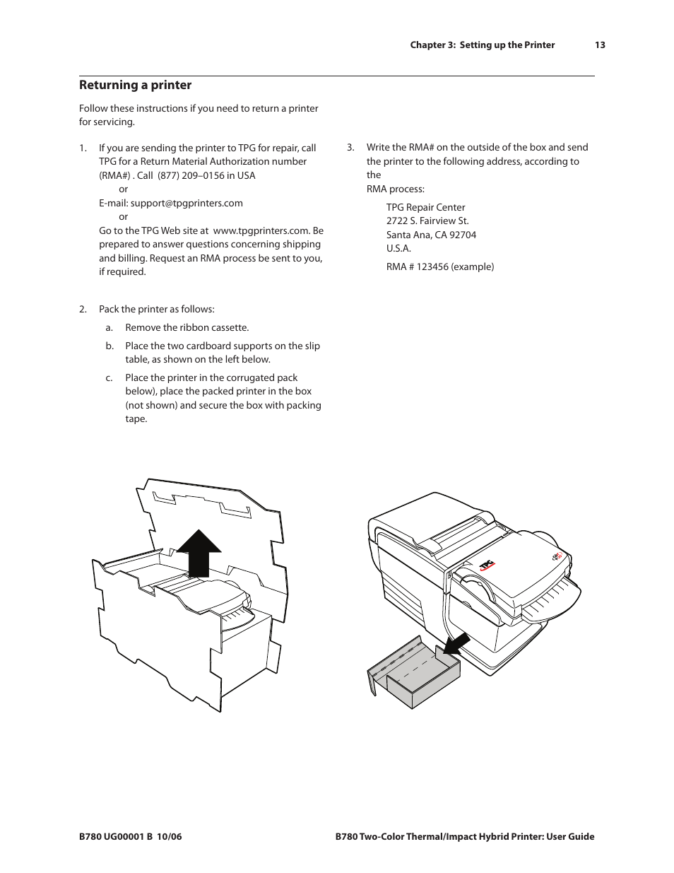 Returning a printer | CognitiveTPG B780 User Manual | Page 18 / 52