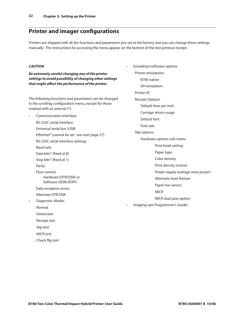 Printer and imager configurations | CognitiveTPG B780 User Manual | Page 27 / 52