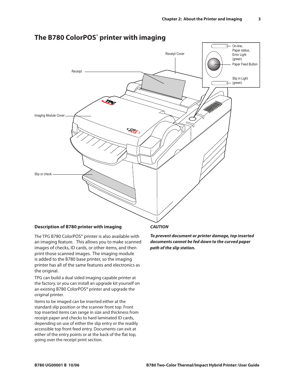 The b780 colorpos, Printer with imaging | CognitiveTPG B780 User Manual | Page 8 / 52