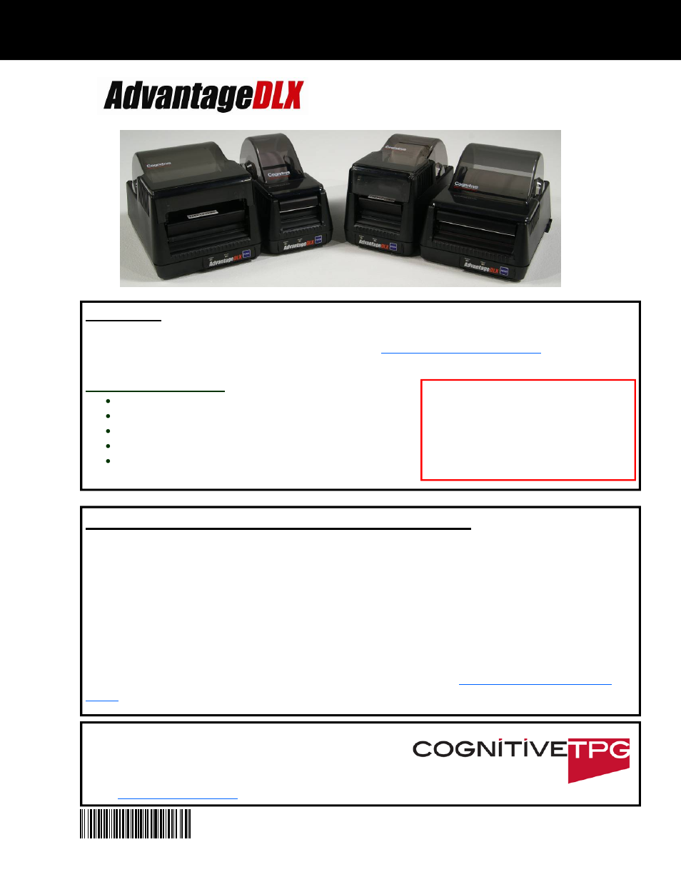 CognitiveTPG Advantage DLX User Manual | 4 pages