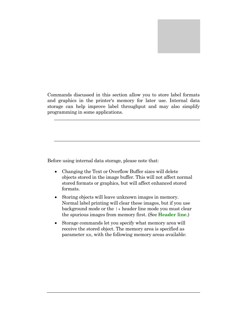 Before using data storage commands, Storing data in the printer memory, Chapter | CognitiveTPG DLXi User Manual | Page 129 / 326