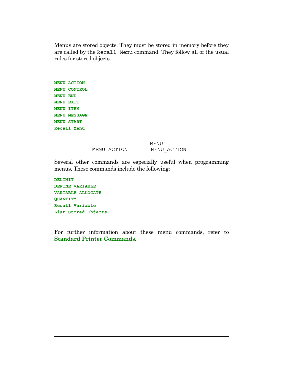 Menu command list | CognitiveTPG DLXi User Manual | Page 157 / 326