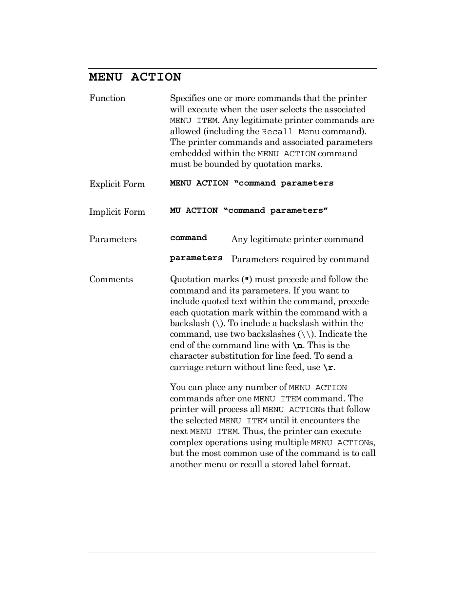 Menu action | CognitiveTPG DLXi User Manual | Page 158 / 326