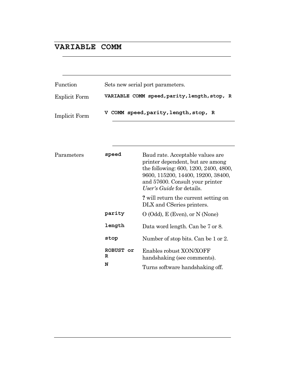 Variable comm | CognitiveTPG DLXi User Manual | Page 191 / 326