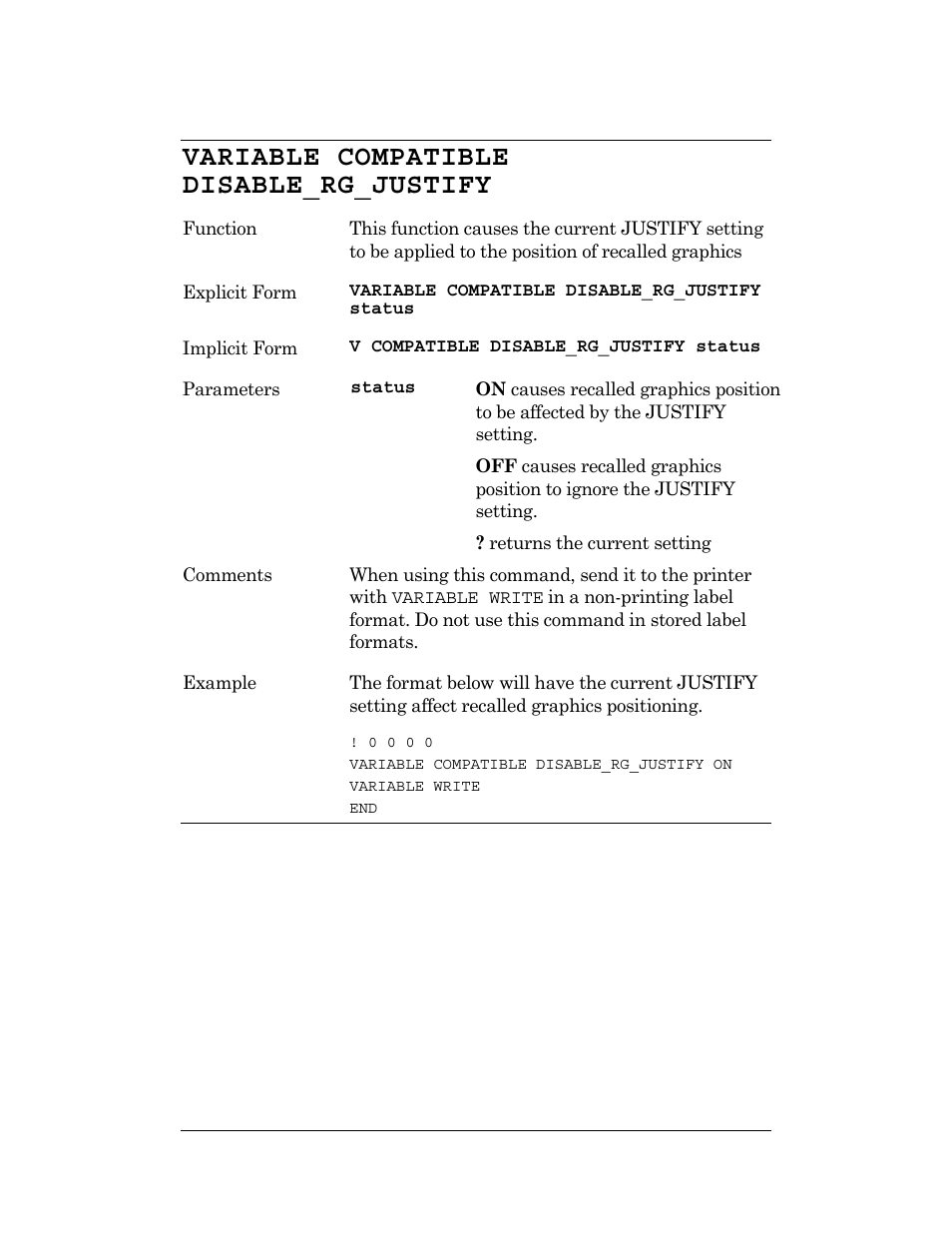 Variable compatible disable_rg_justify | CognitiveTPG DLXi User Manual | Page 198 / 326