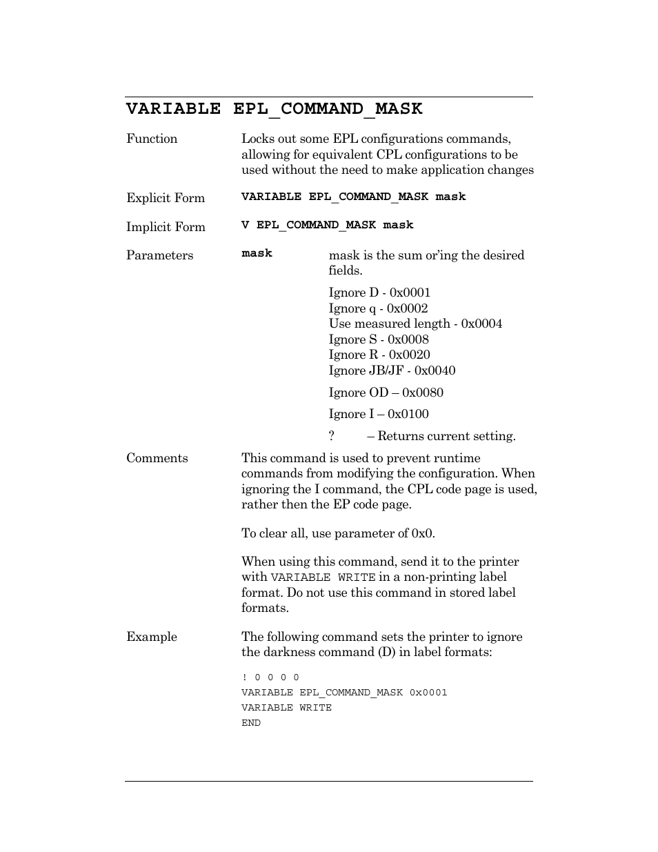Variable epl_command_mask | CognitiveTPG DLXi User Manual | Page 207 / 326