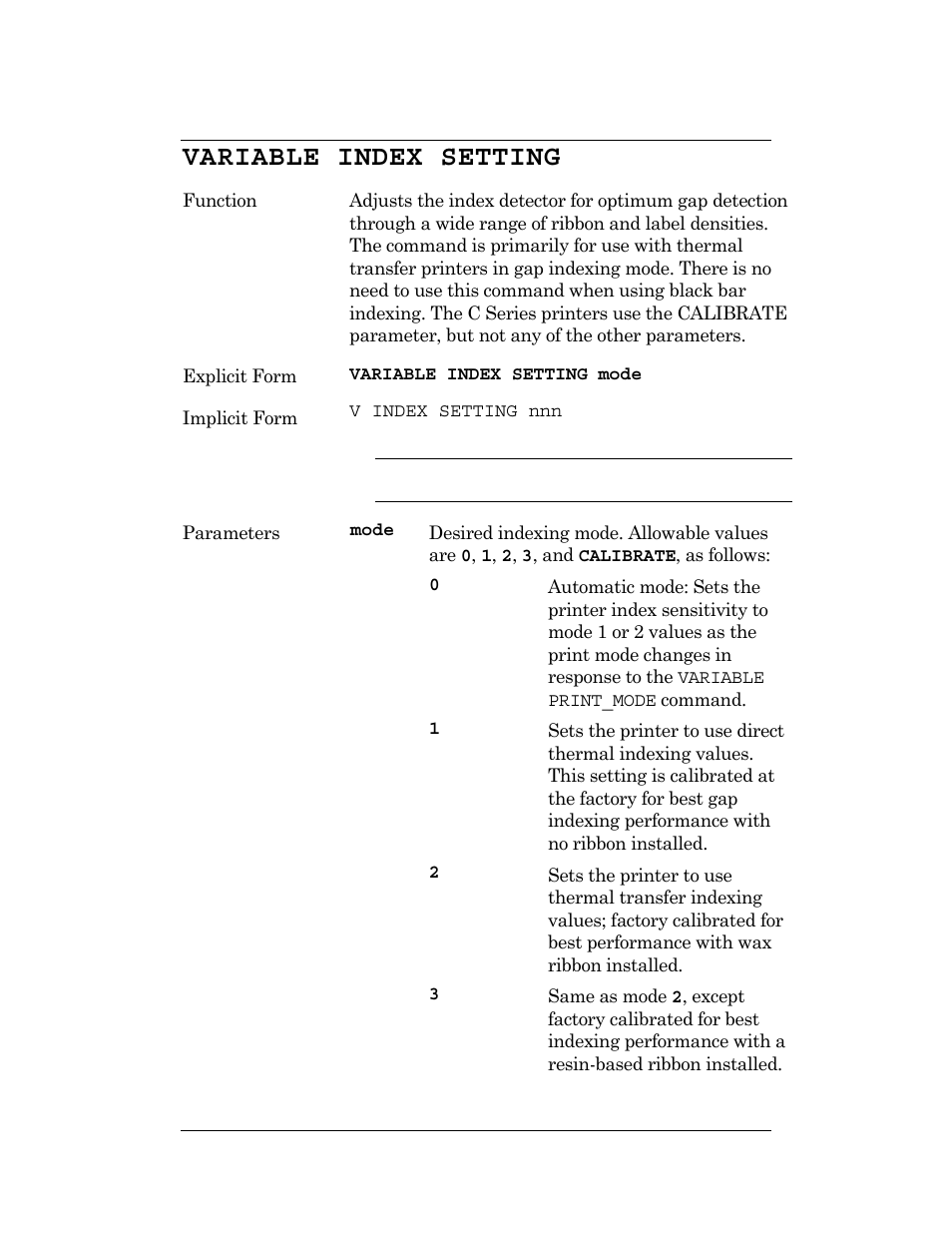 Variable index setting, Variable index settings | CognitiveTPG DLXi User Manual | Page 217 / 326