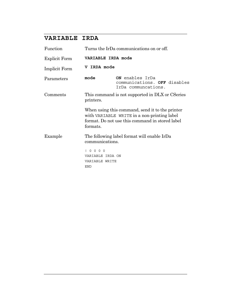 Variable irda | CognitiveTPG DLXi User Manual | Page 220 / 326