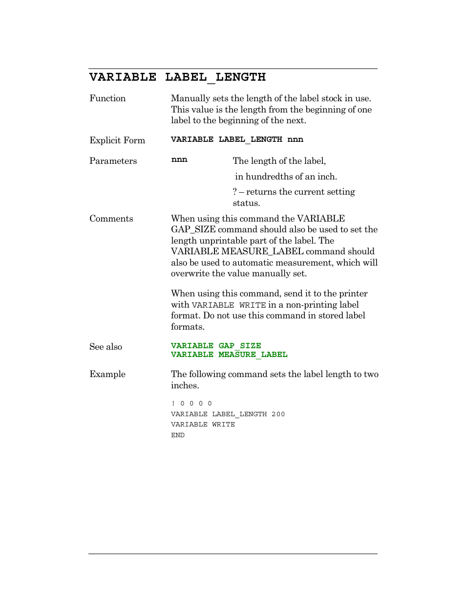 Variable label_length | CognitiveTPG DLXi User Manual | Page 224 / 326