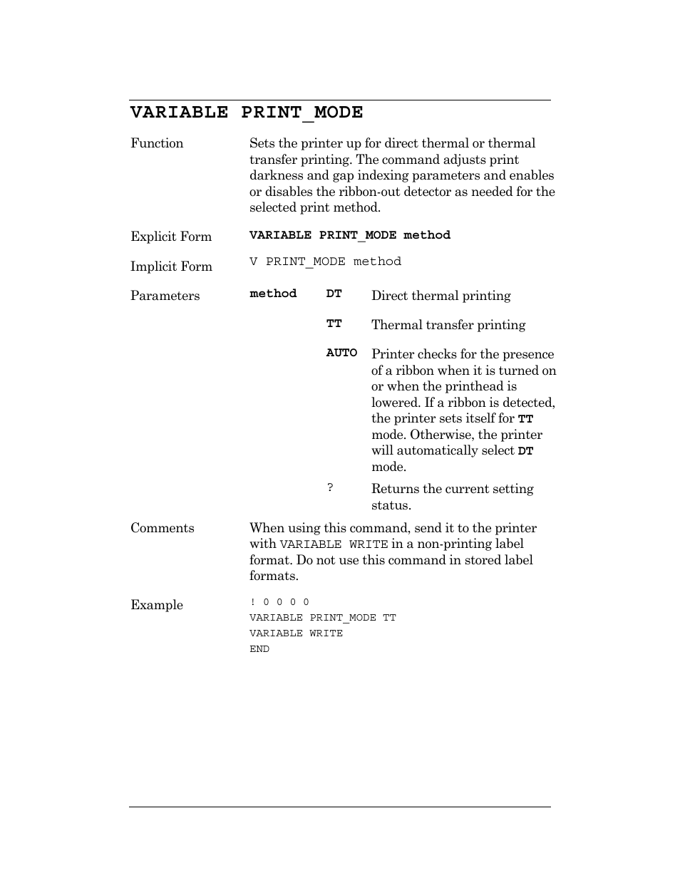 Variable print_mode | CognitiveTPG DLXi User Manual | Page 246 / 326