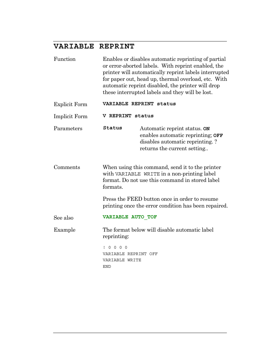 Variable reprint | CognitiveTPG DLXi User Manual | Page 252 / 326