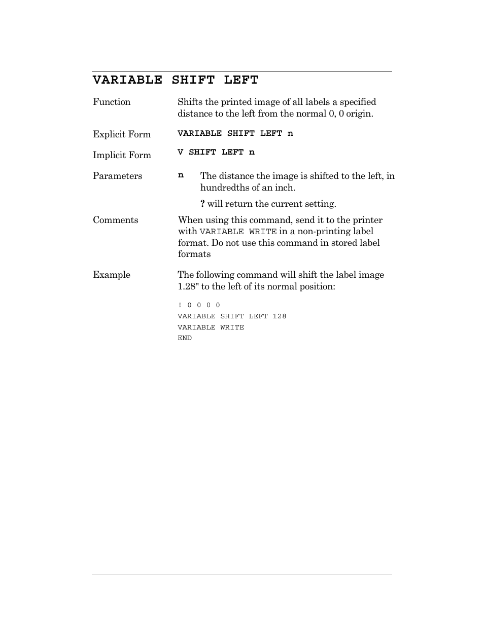 Variable shift left | CognitiveTPG DLXi User Manual | Page 256 / 326