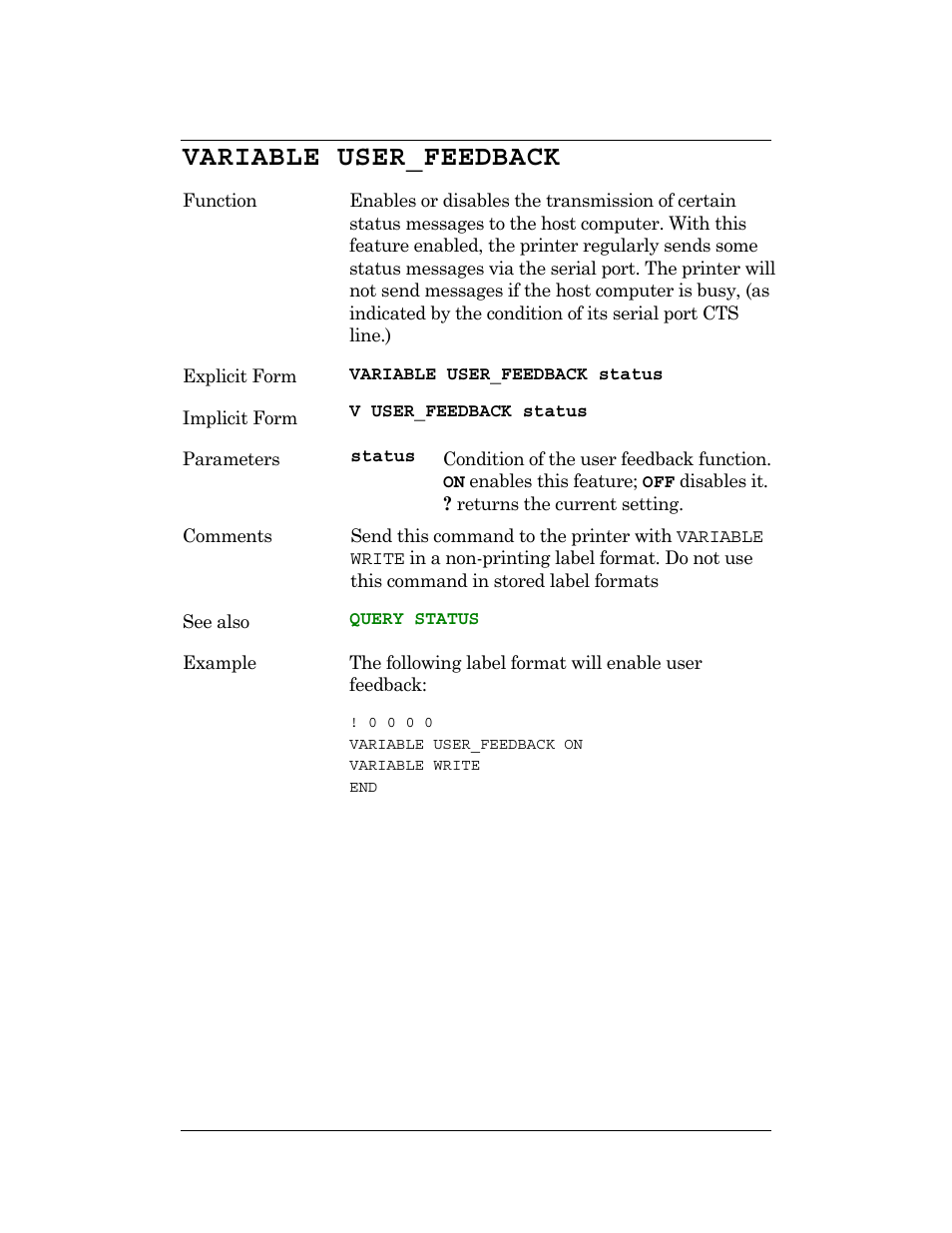 Variable user_feedback | CognitiveTPG DLXi User Manual | Page 263 / 326