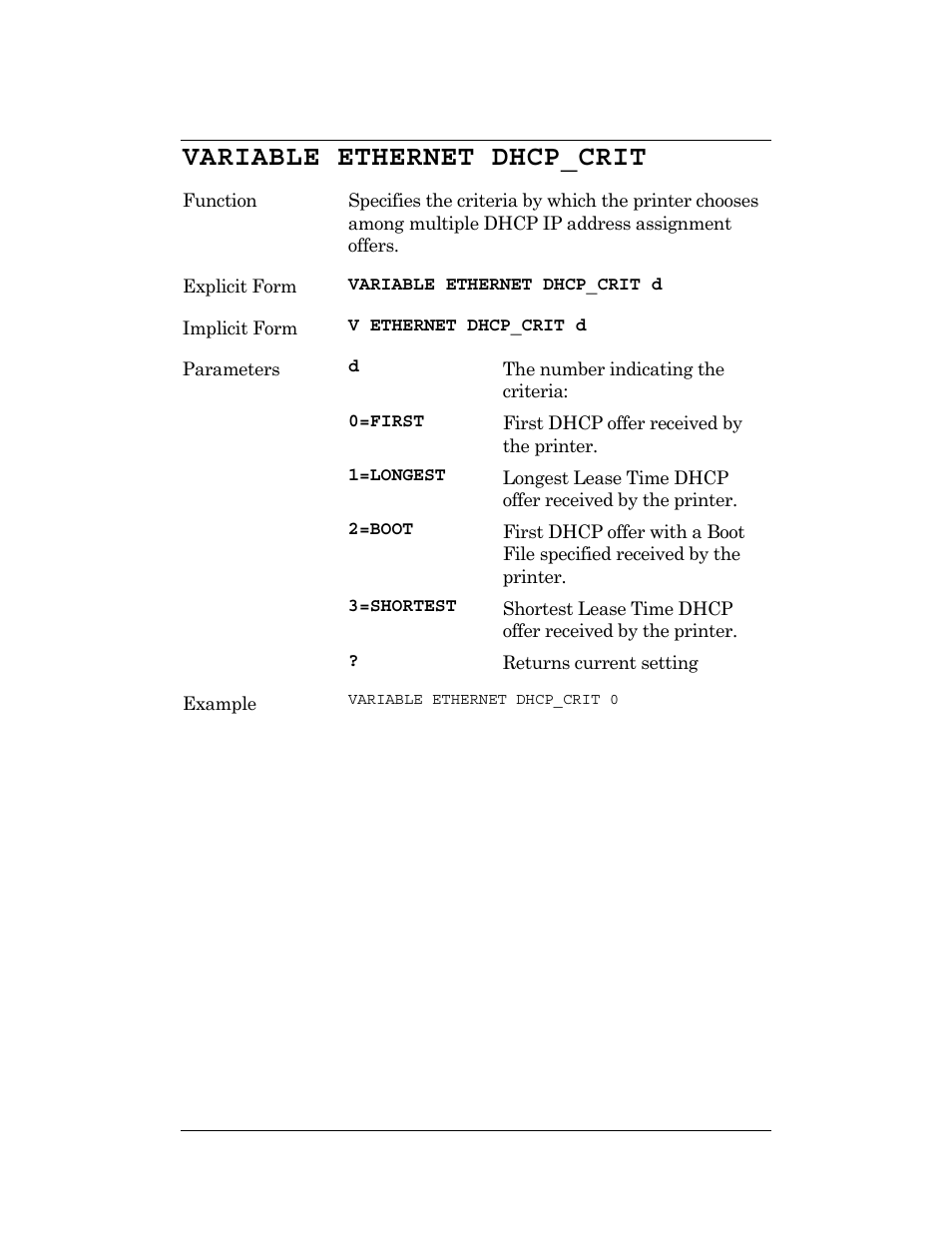 Variable ethernet dhcp_crit | CognitiveTPG DLXi User Manual | Page 287 / 326