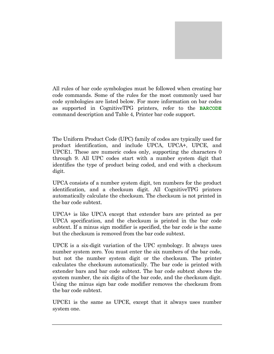 Uniform product code (upc), Bar code information, Chapter | CognitiveTPG DLXi User Manual | Page 297 / 326