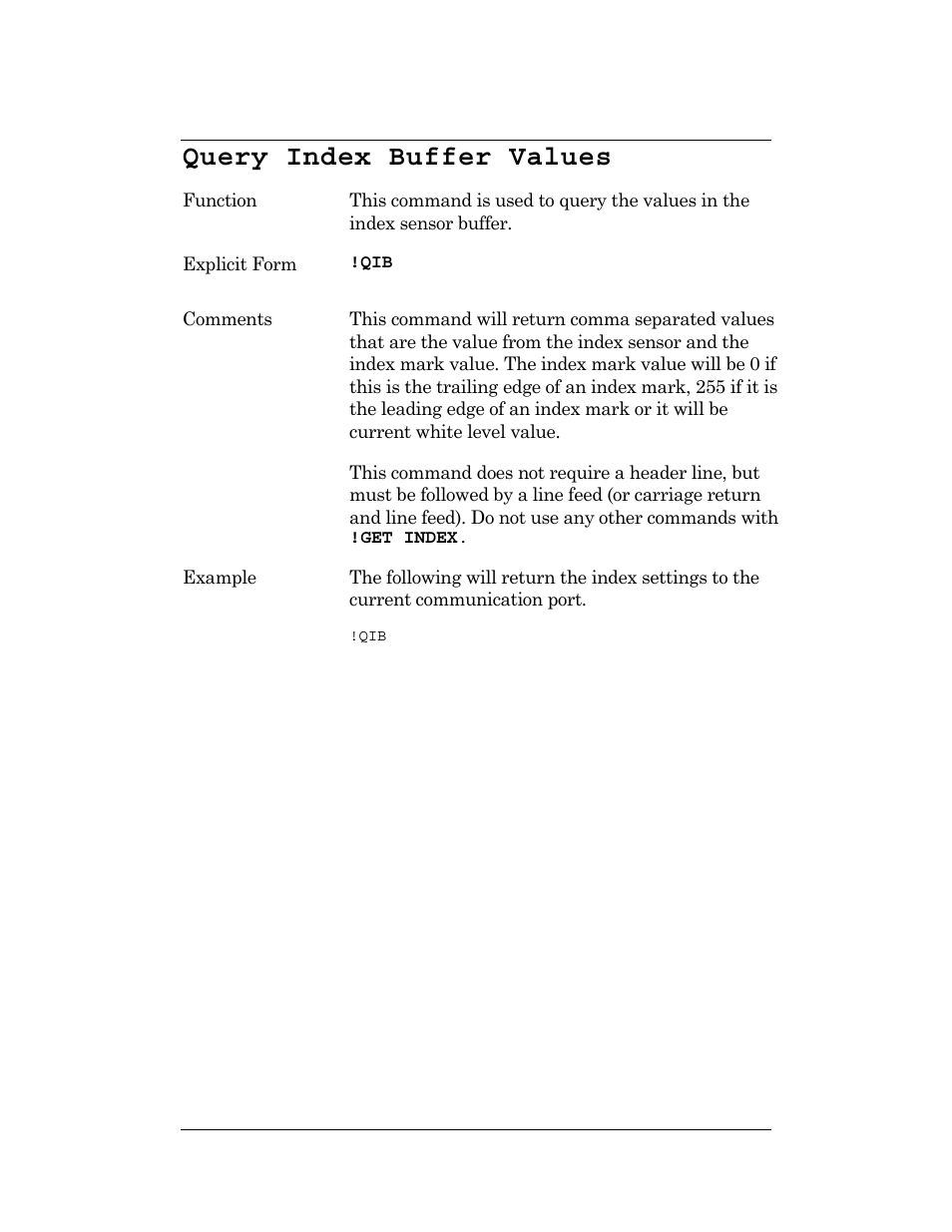 Query index buffer values, Query index | CognitiveTPG DLXi User Manual | Page 95 / 326