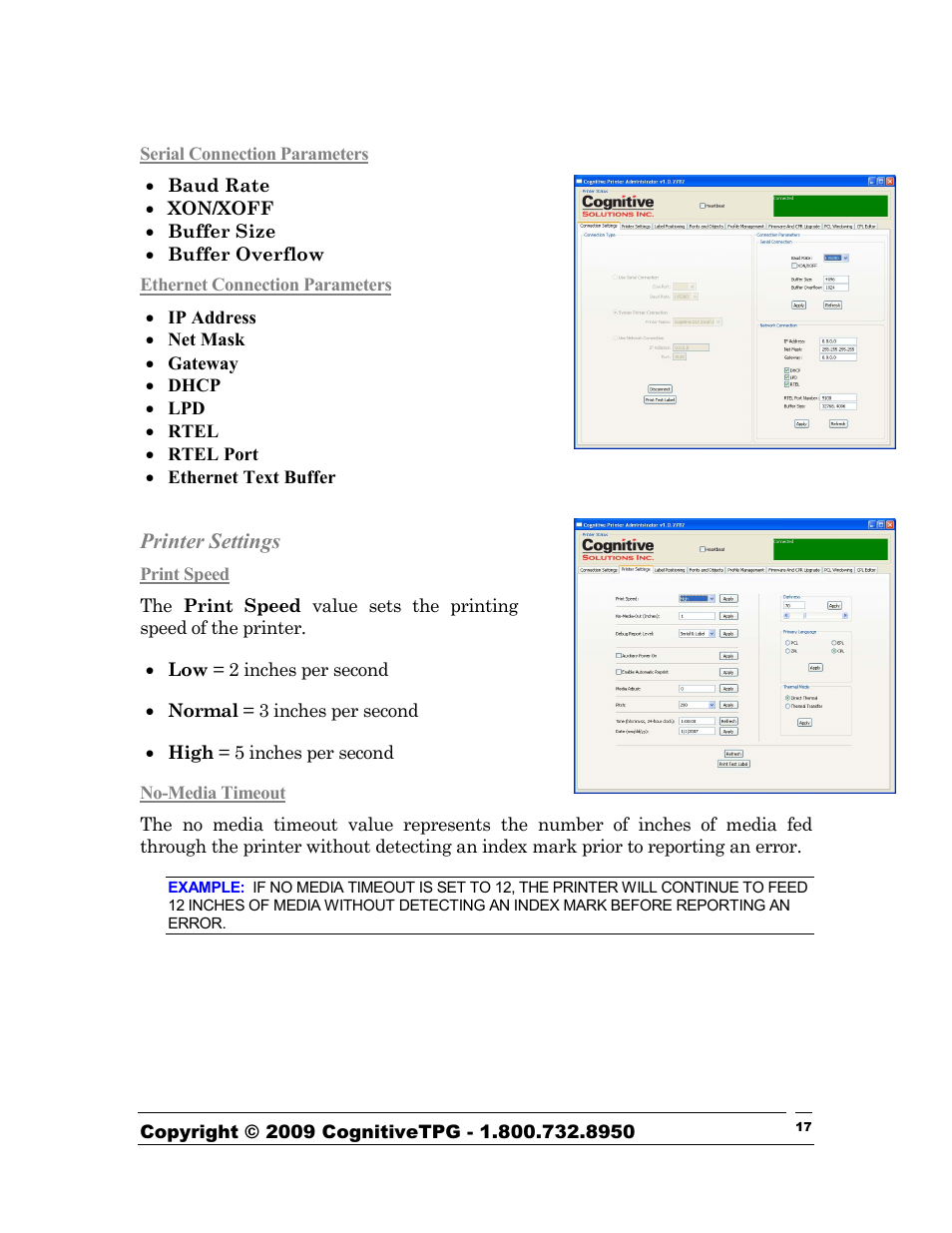 Printer settings | CognitiveTPG Advantage DLX User Manual | Page 17 / 27