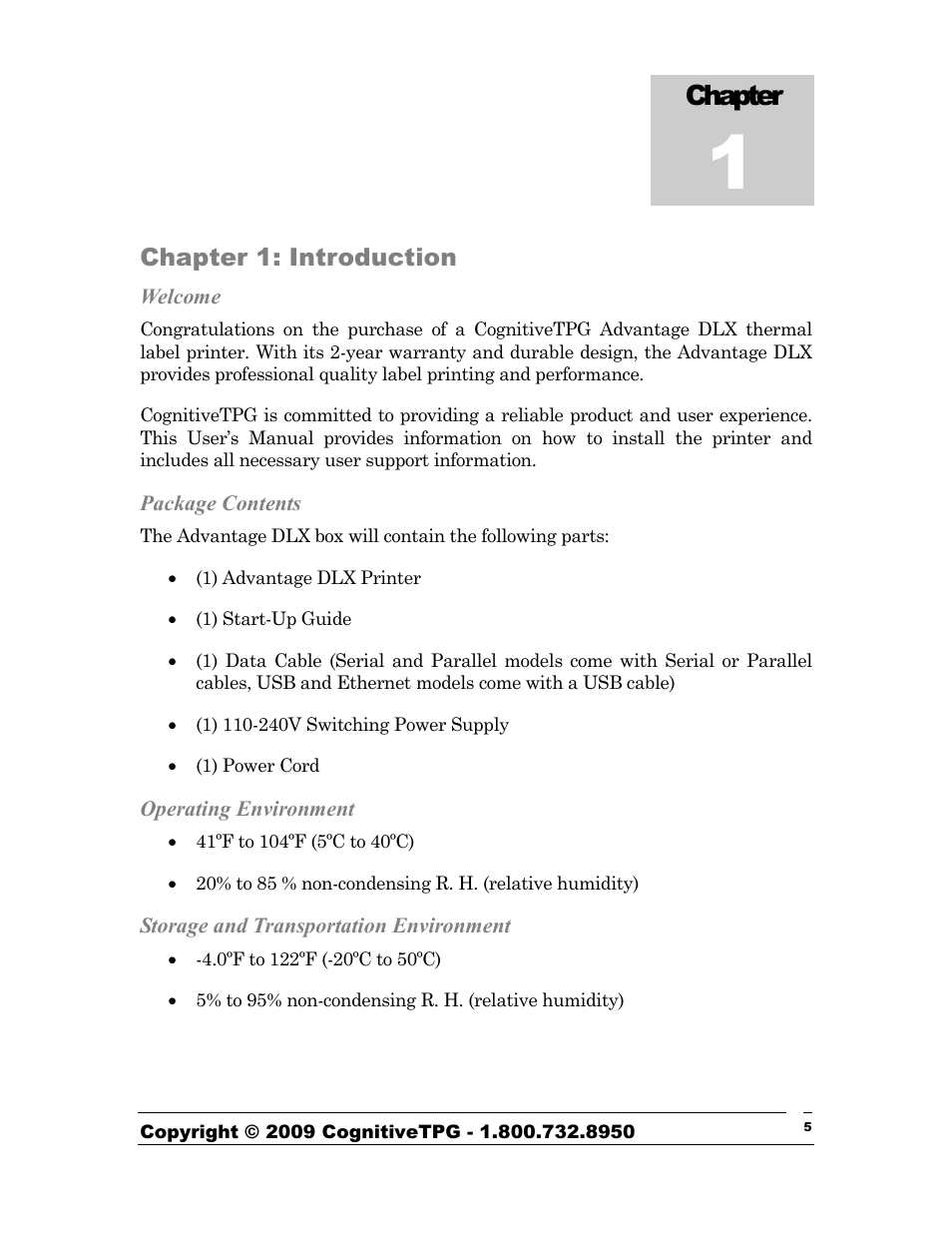 Chapter | CognitiveTPG Advantage DLX User Manual | Page 5 / 27