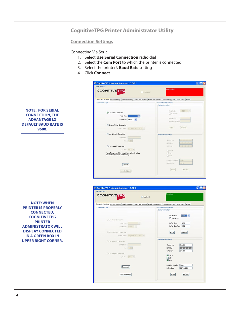 Cognitivetpg printer administrator utility | CognitiveTPG Advantage LX User Manual | Page 14 / 25