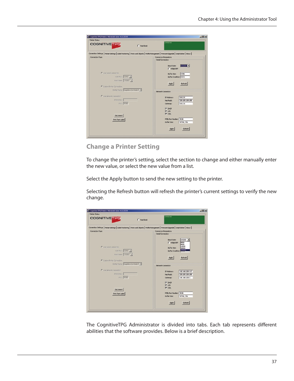 Change a printer setting | CognitiveTPG CRx User Manual | Page 41 / 90