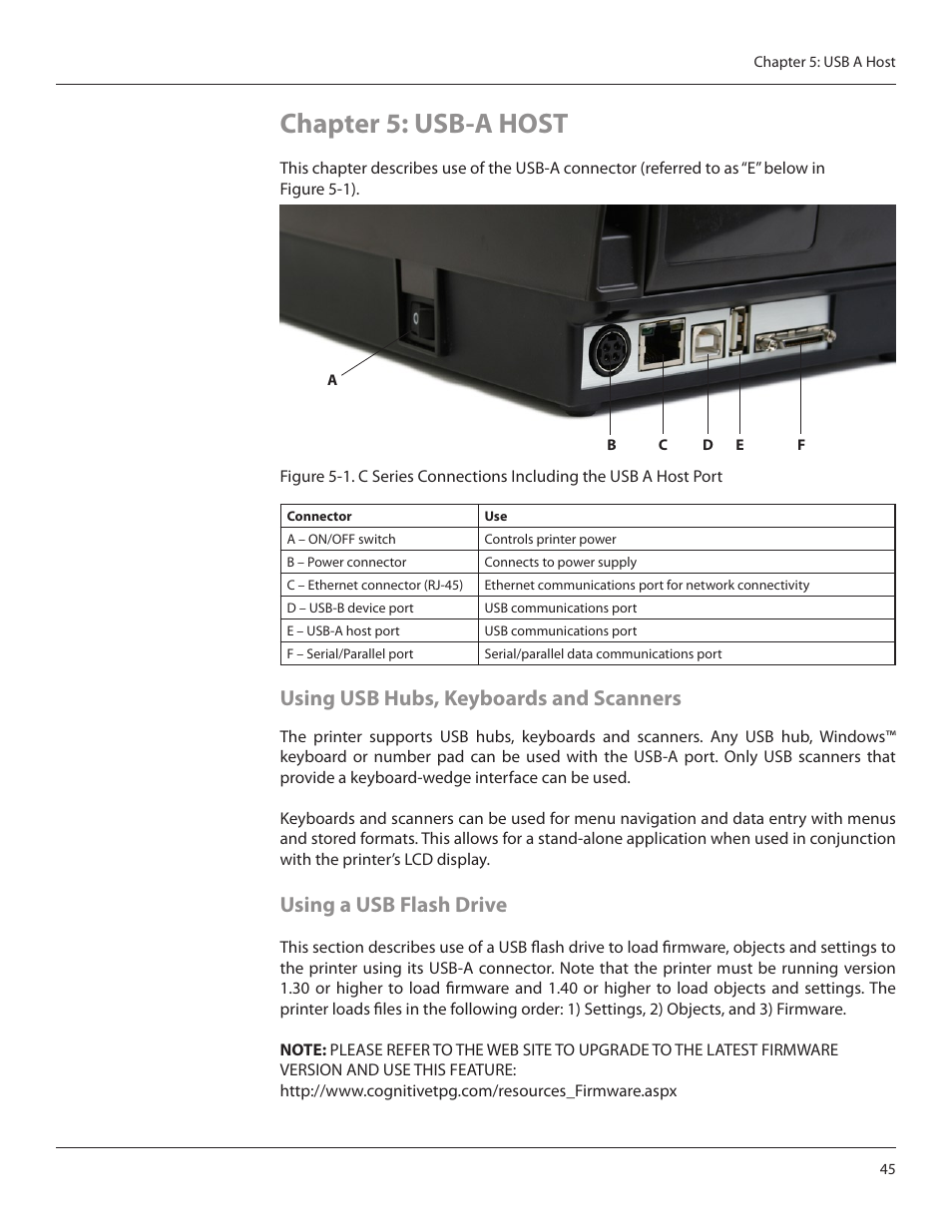 Chapter 5: usb-a host, Using usb hubs, keyboards and scanners, Using a usb flash drive | CognitiveTPG CRx User Manual | Page 49 / 90