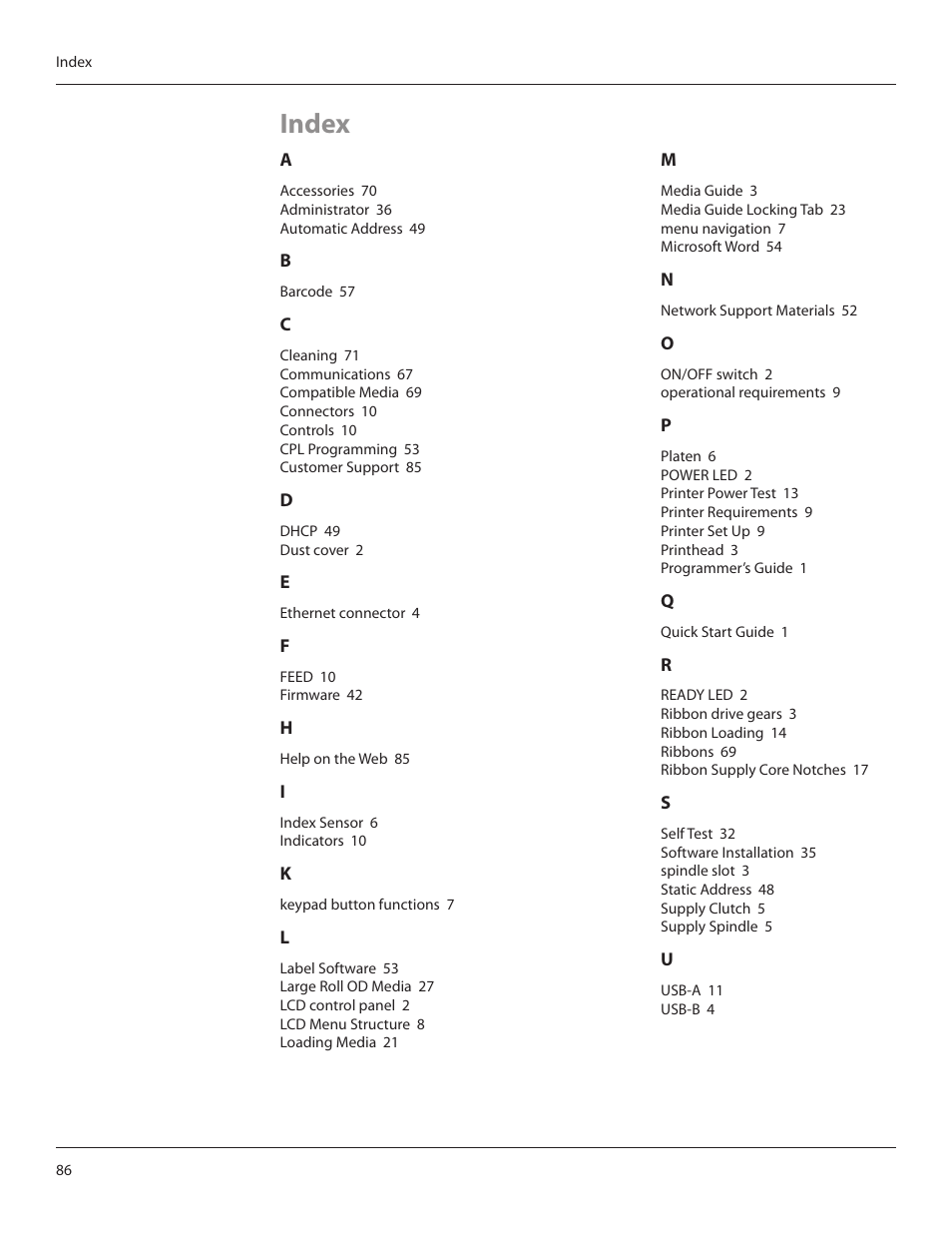 Index | CognitiveTPG CRx User Manual | Page 90 / 90