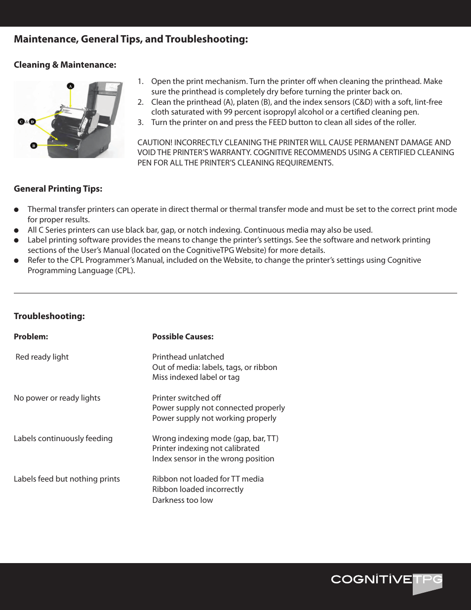 Maintenance, general tips, and troubleshooting | CognitiveTPG CRx User Manual | Page 7 / 8