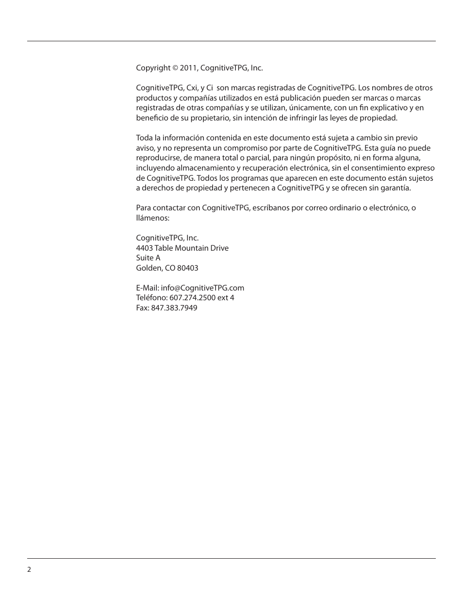 CognitiveTPG CRx User Manual | Page 2 / 92