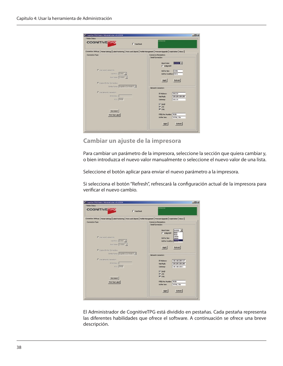 Cambiar un ajuste de la impresora | CognitiveTPG CRx User Manual | Page 42 / 92