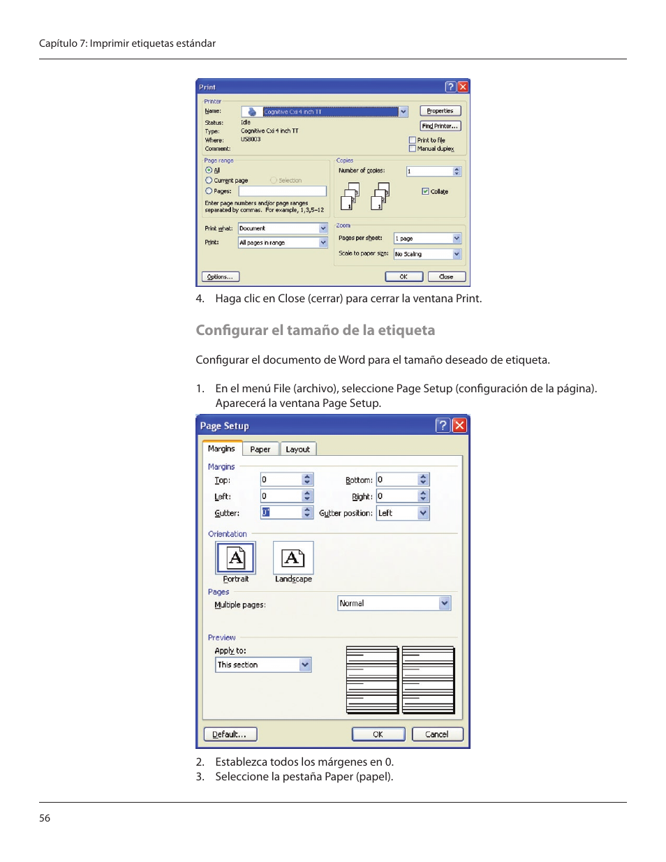Configurar el tamaño de la etiqueta | CognitiveTPG CRx User Manual | Page 60 / 92