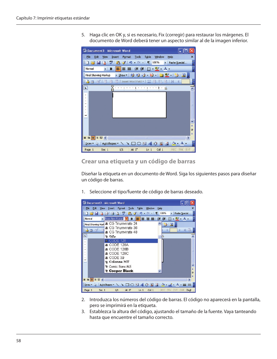 Crear una etiqueta y un código de barras | CognitiveTPG CRx User Manual | Page 62 / 92