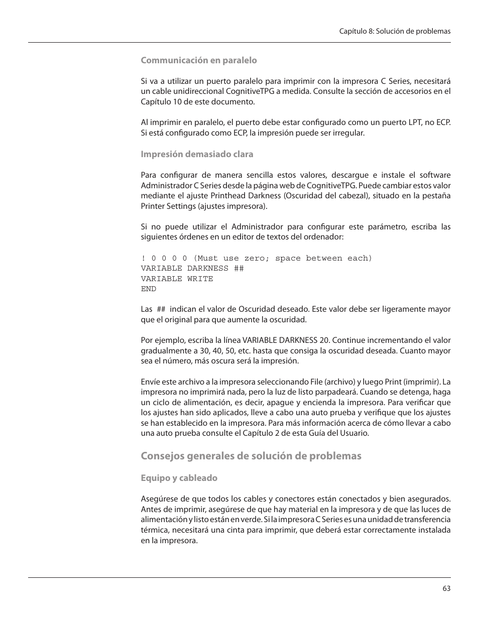 Consejos generales de solución de problemas | CognitiveTPG CRx User Manual | Page 67 / 92