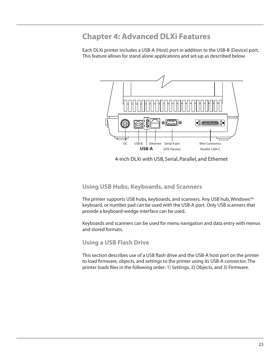 Chapter 4: advanced dlxi features, Using usb hubs, keyboards, and scanners, Using a usb flash drive | CognitiveTPG DLXi User Manual | Page 23 / 27