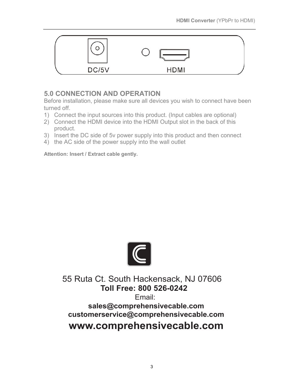 0 connection and operation | Comprehensive CCN-CH101 User Manual | Page 4 / 4