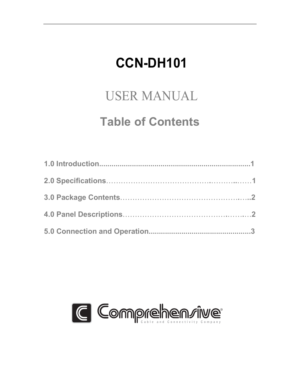 Comprehensive CCN-DH101 User Manual | 4 pages