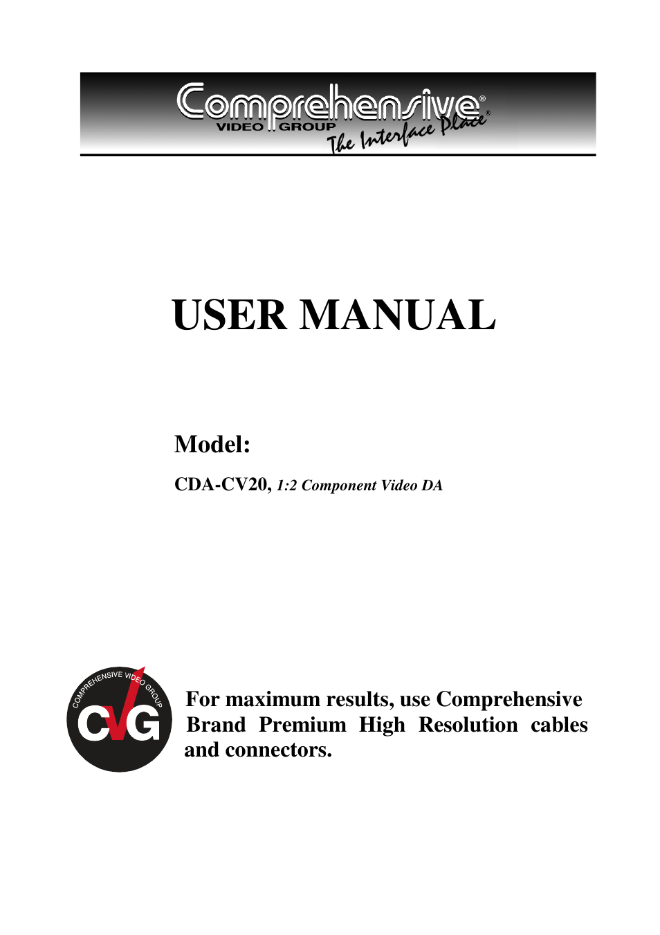 Comprehensive CDA-CV20 User Manual | 6 pages