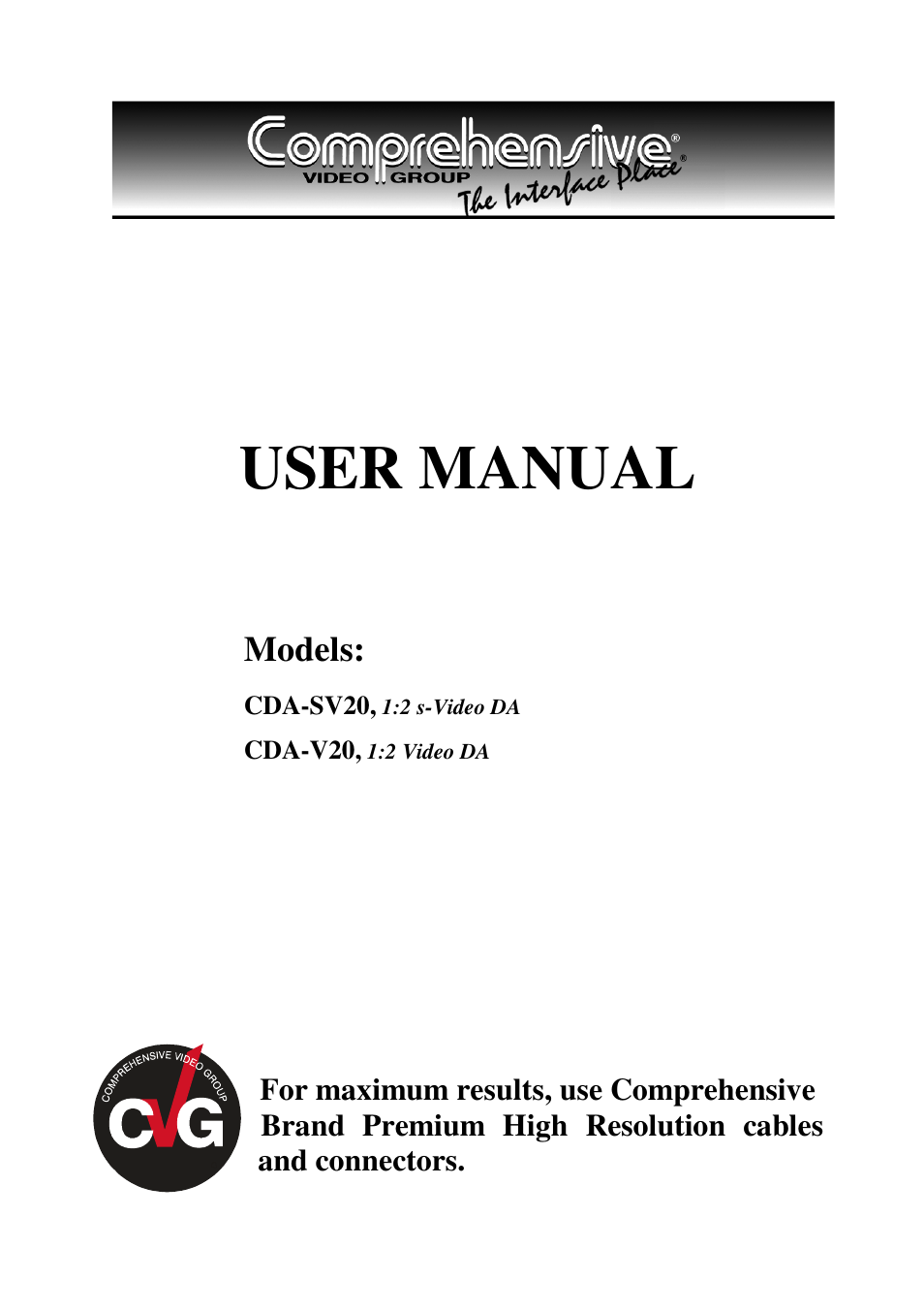 Comprehensive CDA-SV20 User Manual | 8 pages